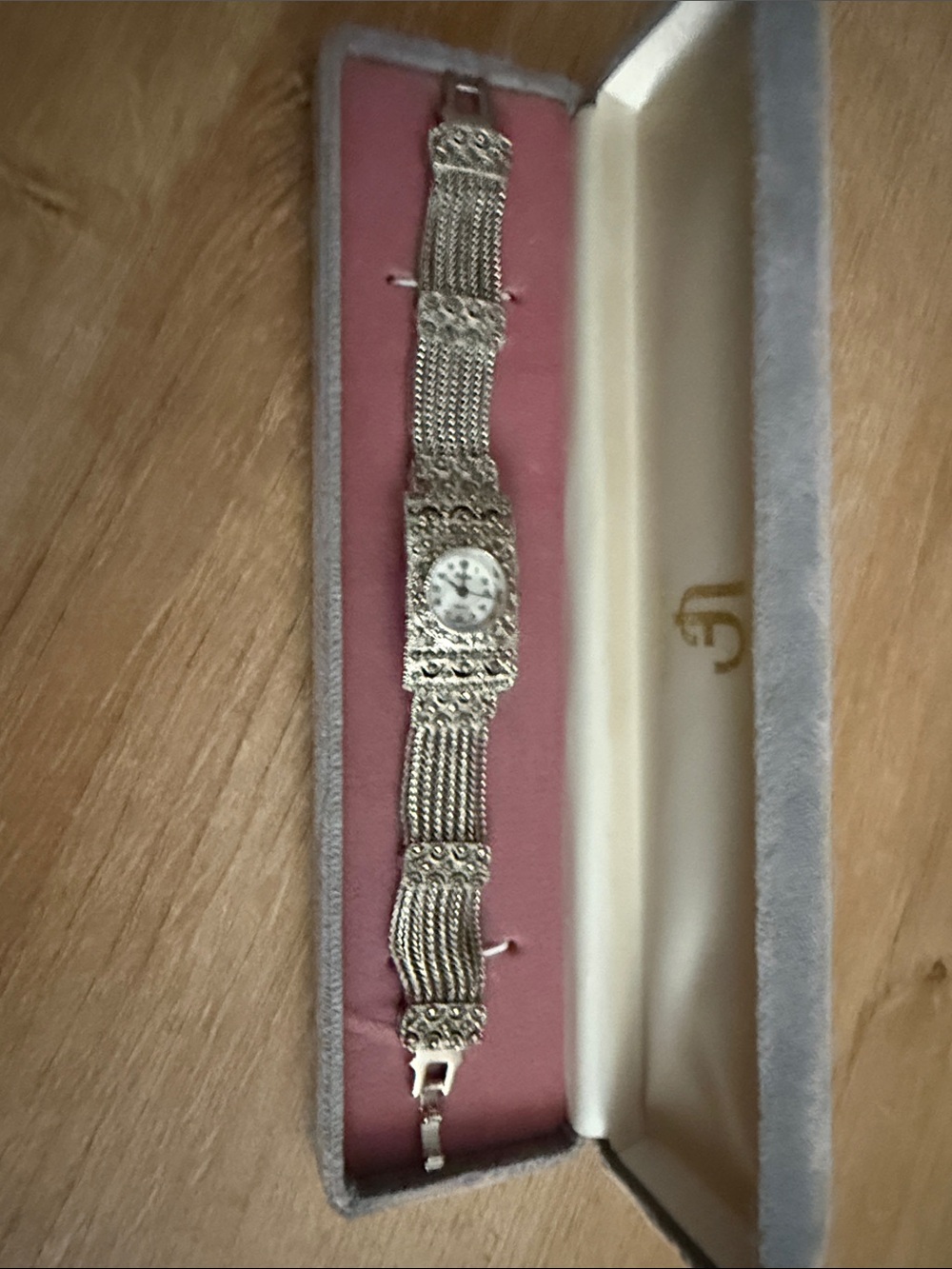 Vintage Filigree Women's Bracelet Watch with Marcasites.